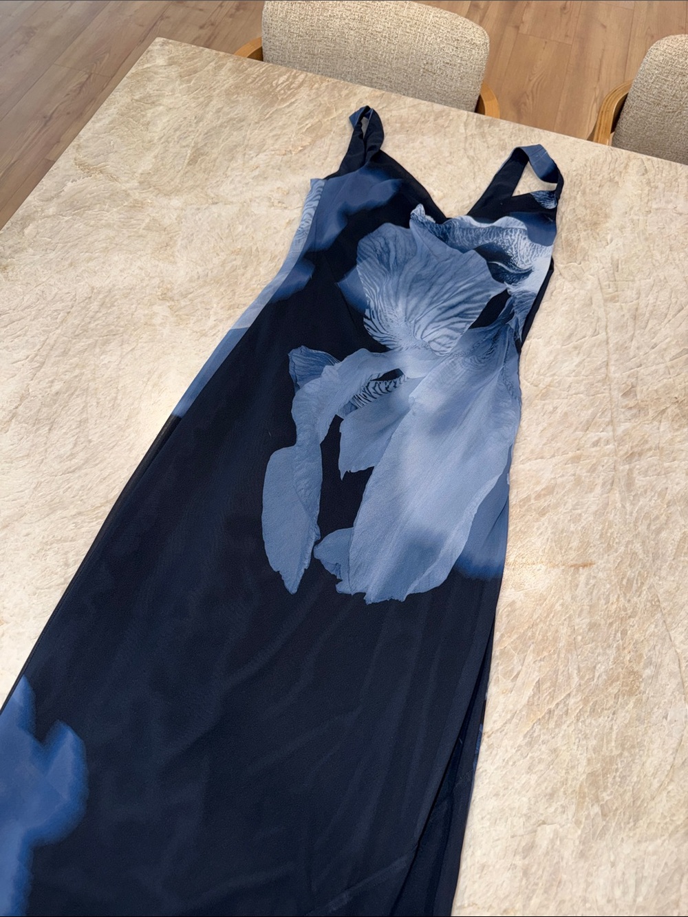 Showpo Navy Floral Maxi Slip Dress